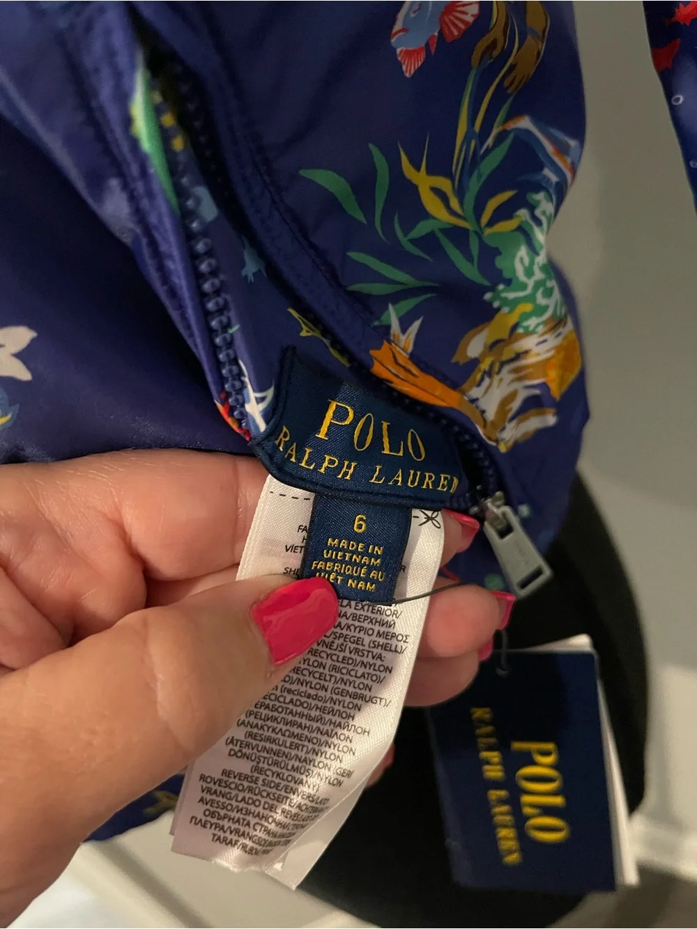 Ralph Lauren Navy Blue Kids' Tropical Sea Print jacket